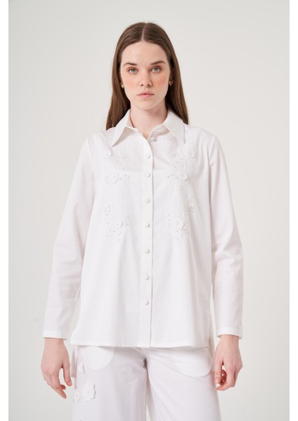 OE25Y939713 Omelya Nakışlı Gömlek