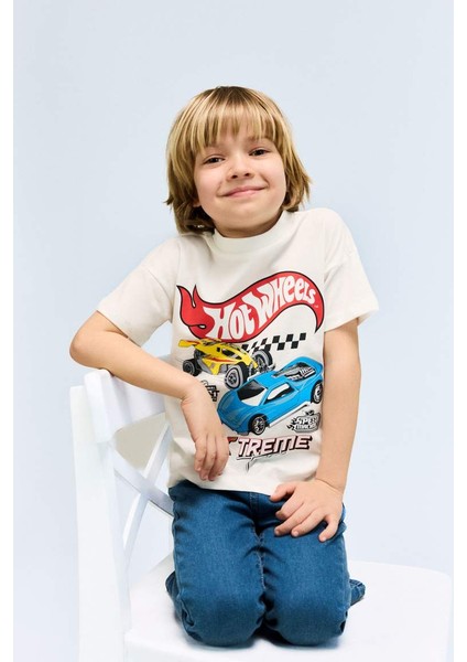 Yeni Sezon Erkek Bebek Hot Wheels Bisiklet Yaka Kısa Kollu Tişört
