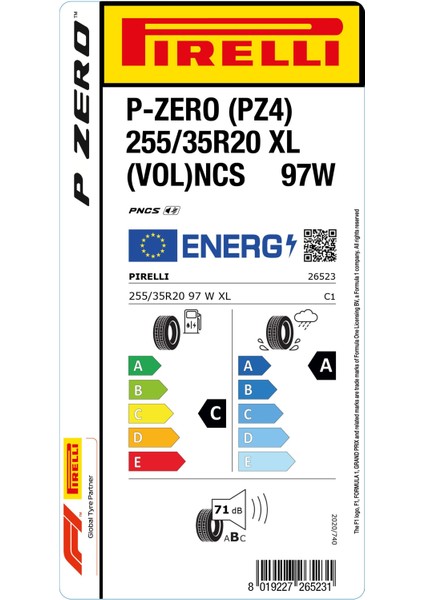 255/35 R20 97W Xl Vol Ncs P Zero Oto Yaz Lastigi (Üretim Yılı:2023) fiyatları