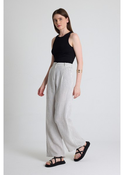 Siyah Geniş Paça Çizgili Pantolon 2334 fiyatları