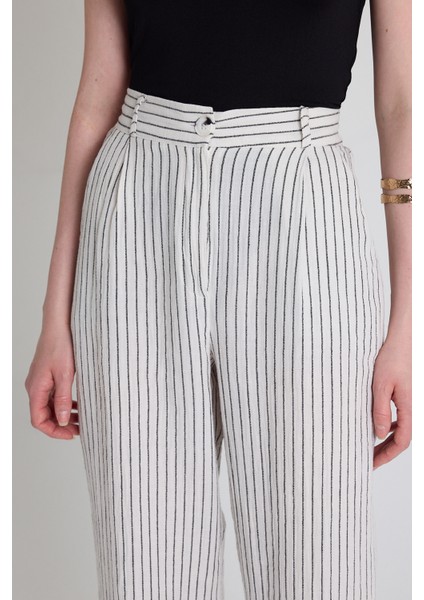 Siyah Geniş Paça Çizgili Pantolon 2334 fırsatları