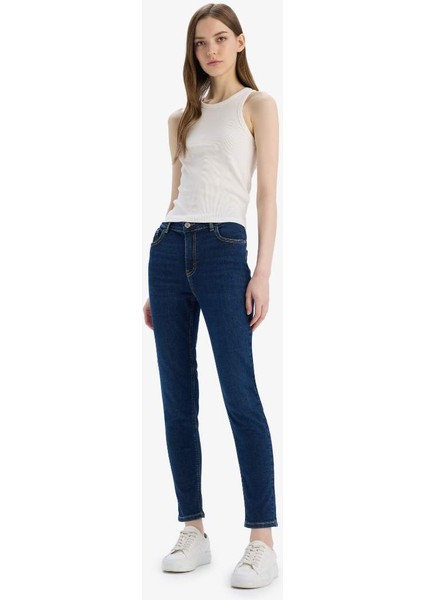 Yeni Sezon Rebeca Skinny Fit Yüksek Bel Düz Paça Uzun Jean Taş Yıkama Pantolon