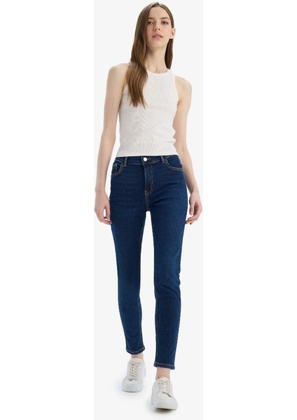 Yeni Sezon Rebeca Skinny Fit Yüksek Bel Düz Paça Uzun Jean Taş Yıkama Pantolon