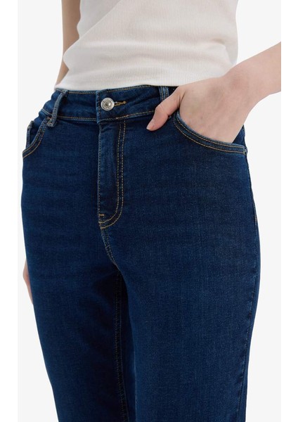 Yeni Sezon Rebeca Skinny Fit Yüksek Bel Düz Paça Uzun Jean Taş Yıkama Pantolon