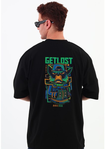 Getlost-Oversize Tişört | Sırt Baskılı – Minimal Göğüs Desenli Unisex Tshirt