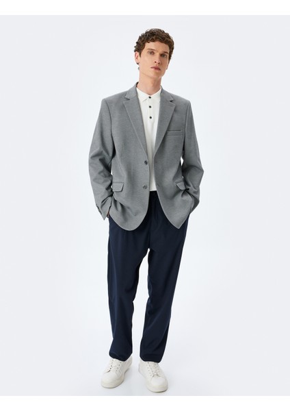 Yeni Sezon Cep Detaylı Pamuk Karışımlı Mono Yaka Slim Fit Blazer Ceket