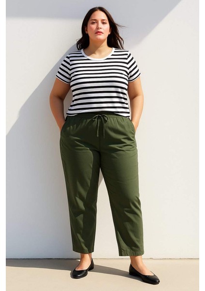 Yeni Sezon Straight Fit Çift Cepli Yüksek Bel Düz Paça Modal Kumaş Pantolon