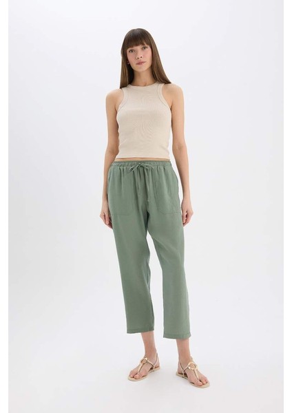 Yeni Sezon Straight Fit Çift Cepli Yüksek Bel Düz Paça Modal Kumaş Pantolon