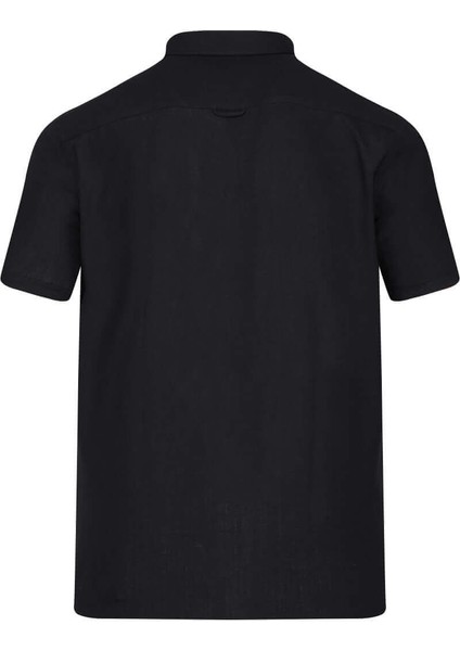 Siyah Comfort Fit 100% Pamuk Düğmeli Yaka Kısa Kollu Casual Gömlek modelleri