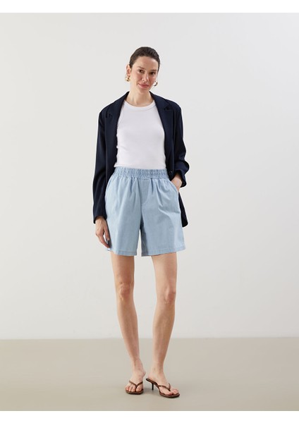 Yeni Sezon Beli Lastikli Kadin Jean Sort - S5J664Z8