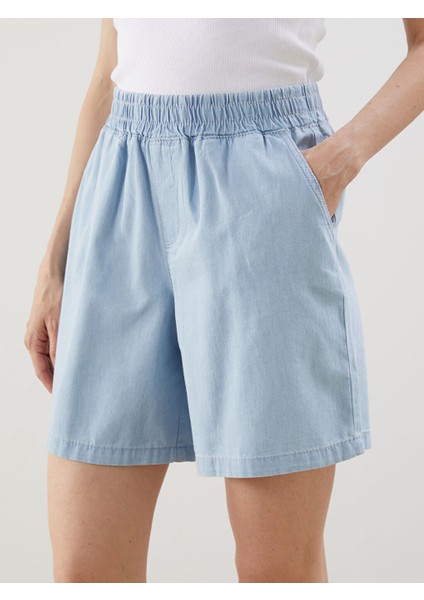 Yeni Sezon Beli Lastikli Kadin Jean Sort - S5J664Z8