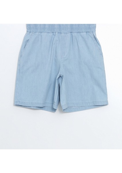 Yeni Sezon Beli Lastikli Kadin Jean Sort - S5J664Z8