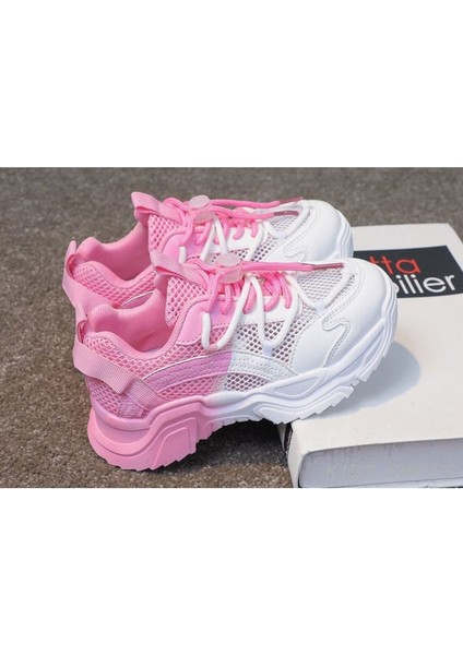 Junisteps File Detaylı Hava Alabilen Çocuk Spor Ayakkabı - Pembe