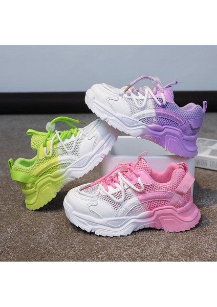 Junisteps File Detaylı Hava Alabilen Çocuk Spor Ayakkabı - Pembe