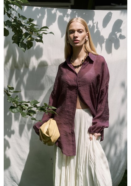 Lyra Oversize Bordo Gömlek