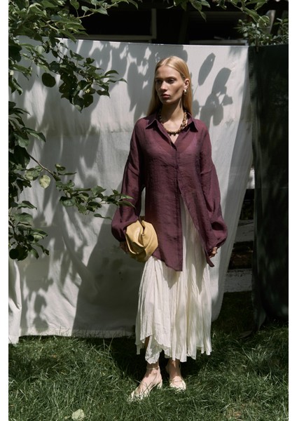 Lyra Oversize Bordo Gömlek