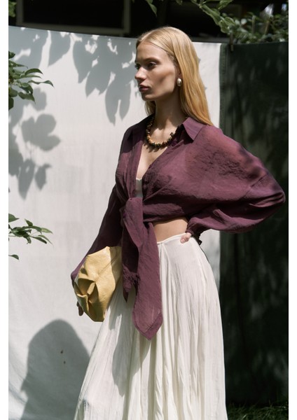 Lyra Oversize Bordo Gömlek