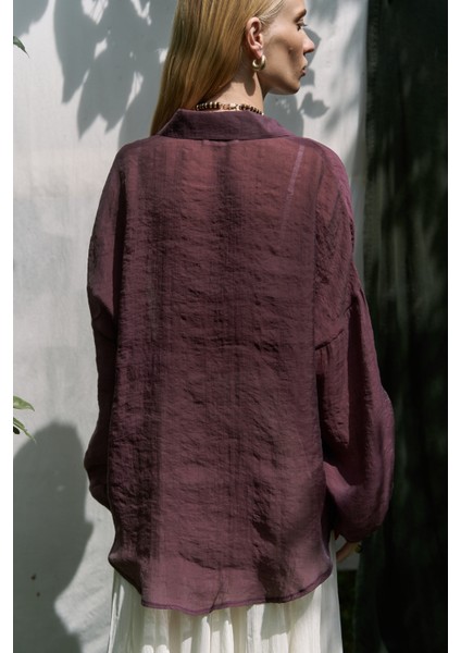 Lyra Oversize Bordo Gömlek