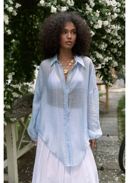 Lyra Oversize Mavi Gömlek
