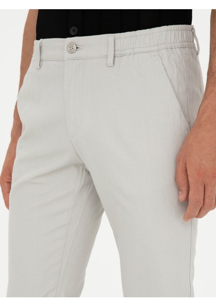 Erkek Taş Slim Fit Beli Lastikli Kanvas Pantolon 50284774-VR049