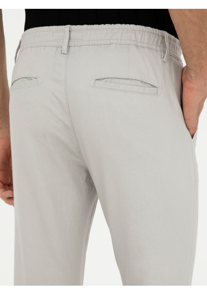 Erkek Taş Slim Fit Beli Lastikli Kanvas Pantolon 50284774-VR049
