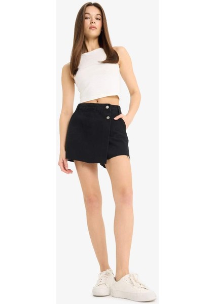 Yeni Sezon Yüksek Bel Cepli Mini Jean Şort Etek