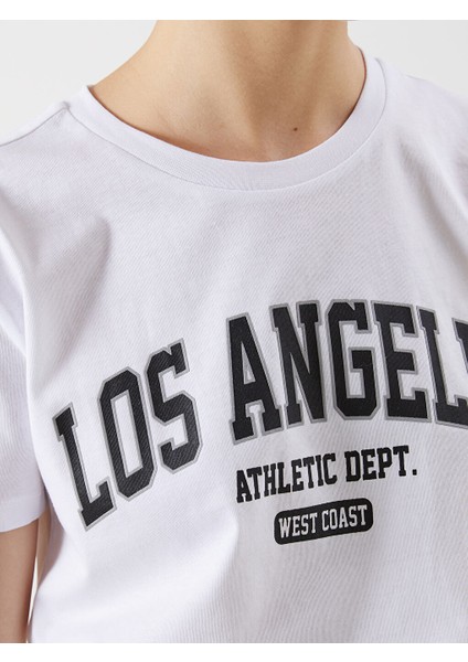 Yeni Sezon Bisiklet Yaka Los Angeles Baskili Kadin Tisort - S5Q969Z8 modelleri