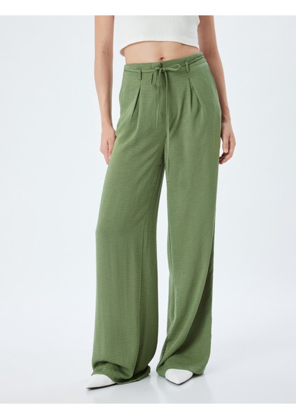 Yeni Sezon Geniş Paça Pantolon Düğmeli Beli Bağcıklı Normal Bel modelleri