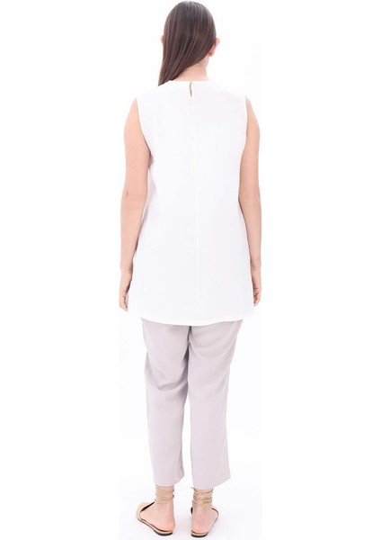 Ekru-Basıc Sıfır Kol Içlik Tunik fırsatları