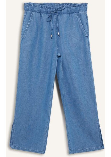 Yeni Sezon Pull On Culotte Yüksek Esnek Belli Tensel Yıkamalı Ince Jean Pantolon