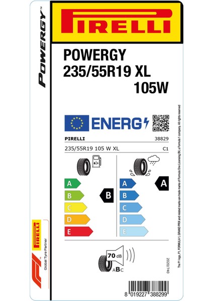 235/55 R19 105W Xl Powergy Oto Yaz Lastigi (Üretim Yılı:2025) fiyatları