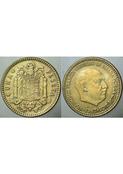Ispanya 1 Peseta 1963 (65). Franco Dönemi.