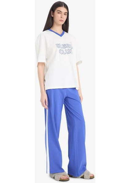 Yeni Sezon Pijama Takımı Kısa Kollu Pijama Üstü Esnek Belli Uzun Pijama Altı-Fall In Love