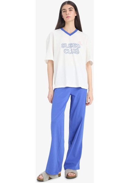 Yeni Sezon Pijama Takımı Kısa Kollu Pijama Üstü Esnek Belli Uzun Pijama Altı-Fall In Love