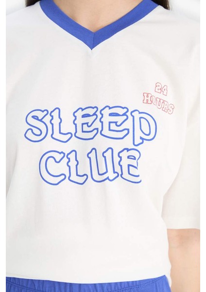 Yeni Sezon Pijama Takımı Kısa Kollu Pijama Üstü Esnek Belli Uzun Pijama Altı-Fall In Love