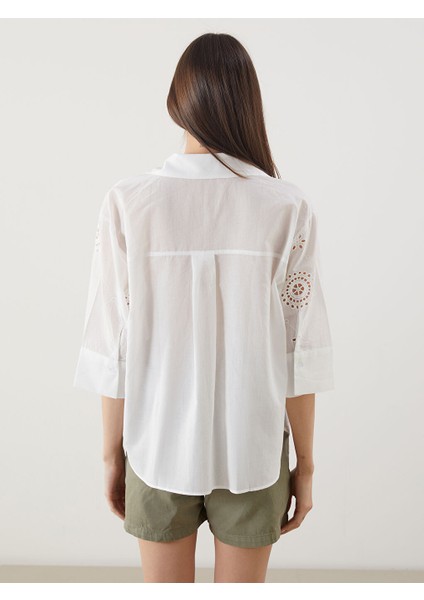 Yeni Sezon Ajurlu Oversize Kadin Gomlek - S5MD91Z8