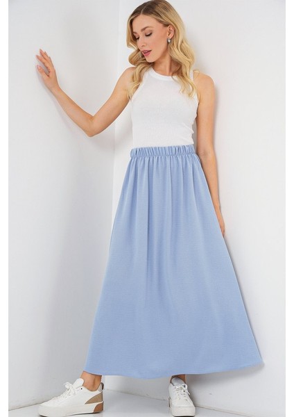 Uzun Ayrobin Etek 8050 - Mavi modelleri