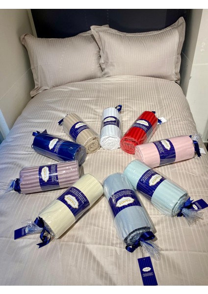 Silindir Pvc Çantalı %100 Pamuk Saten Lastikli Çarşaf Seti fırsatları