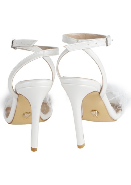 Diva Tüylü Stiletto Beyaz