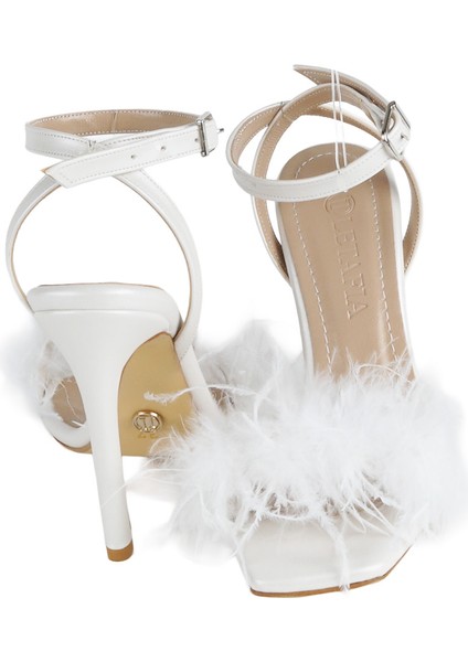 Diva Tüylü Stiletto Beyaz