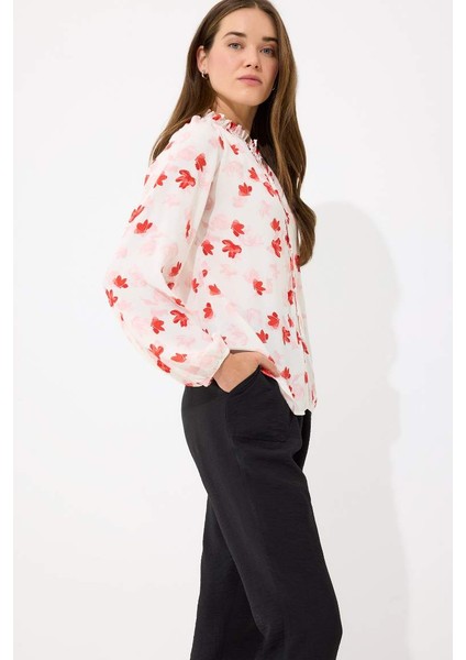 Yeni Sezon Regular Fit Desenli Maroken Uzun Kollu Bluz modelleri
