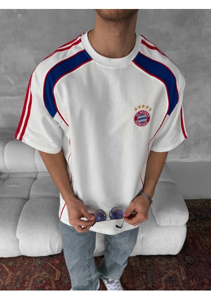 Bayern Munıch Nakışlı Çizgili Premıum T-Shırt