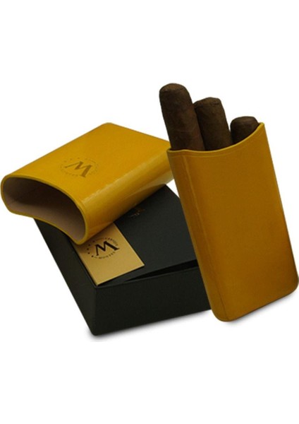 Gerçek Deri El Yapımı Puro Kılıfı Üçlü (52 Ring) Bali modelleri