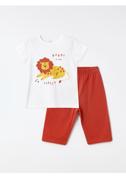 Bisiklet Yaka Kısa Kollu Baskılı Erkek Bebek Pijama Takımı (S4)