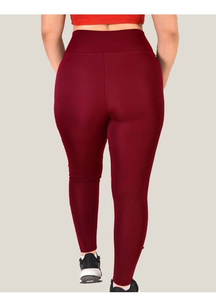 Büyük Beden Tayt Dalgıç Kumaş Yüksek Bel ( Bordo, 4xl)