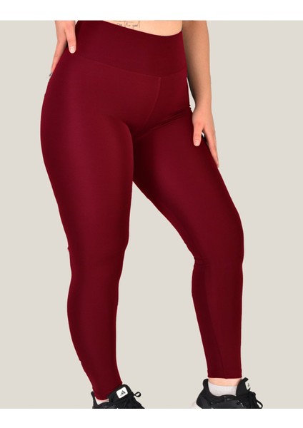 Büyük Beden Tayt Dalgıç Kumaş Yüksek Bel ( Bordo, 4xl)