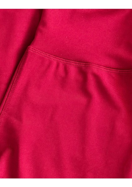 Büyük Beden Tayt Dalgıç Kumaş Yüksek Bel ( Bordo, 4xl)