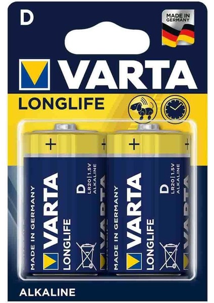Longlife Alkaline D Büyük Boy Pil 1.5 V 2 Adet fiyatları
