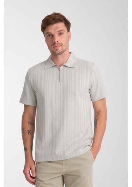 %100 Pamuk Erkek Fermuar Detaylı T-Shirt - Soft ve Basic Günlük Kullanım