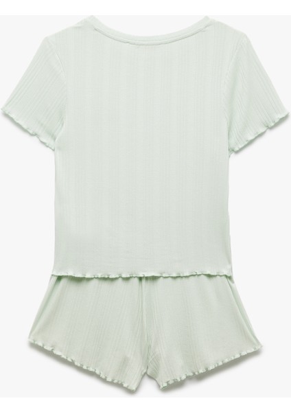 Yeni Sezon Kaşkorse Modal Kumaş Kısa Kollu Şortlu Pijama Takımı